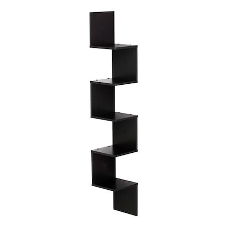 Furinno Furinno FR16123EX 5 Tier Wall Mount Floating Corner Square Shelf; Espresso FR16123EX
